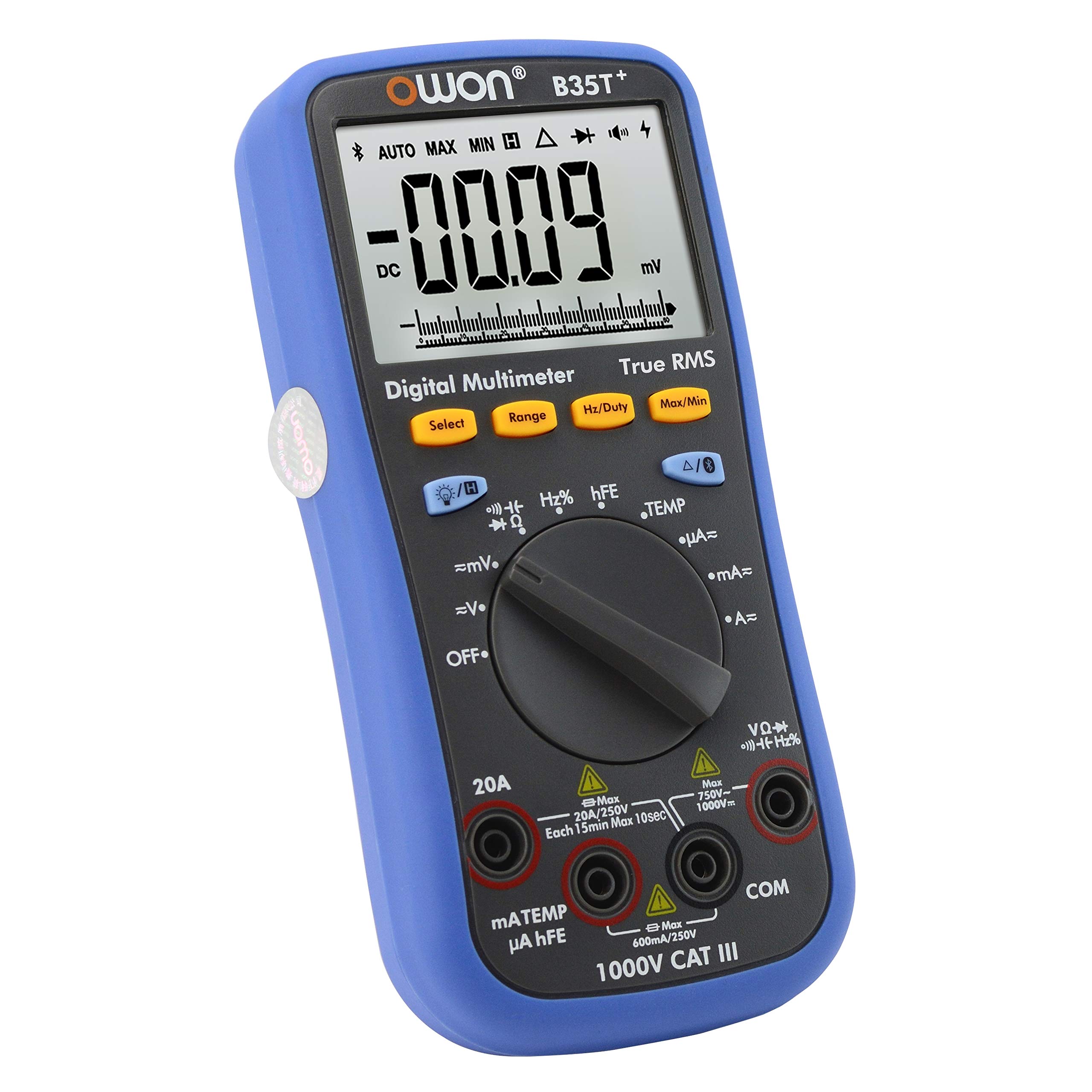 

OWON Digital Multimeter Bluetooth Compatible Offline Logging True RMS Backlight Direct 3 Year B35T+ [Manufacturer Warranty]