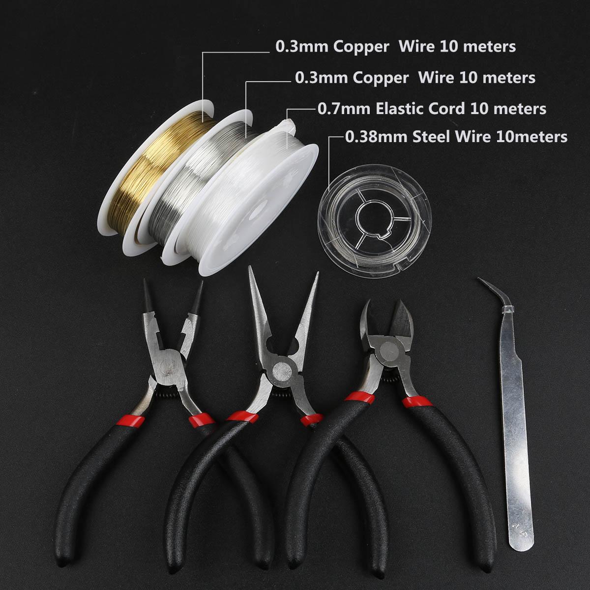 

Jewelry Tool Material 3 Pliers&1 Pair Tweezers&4 Rolls Wire