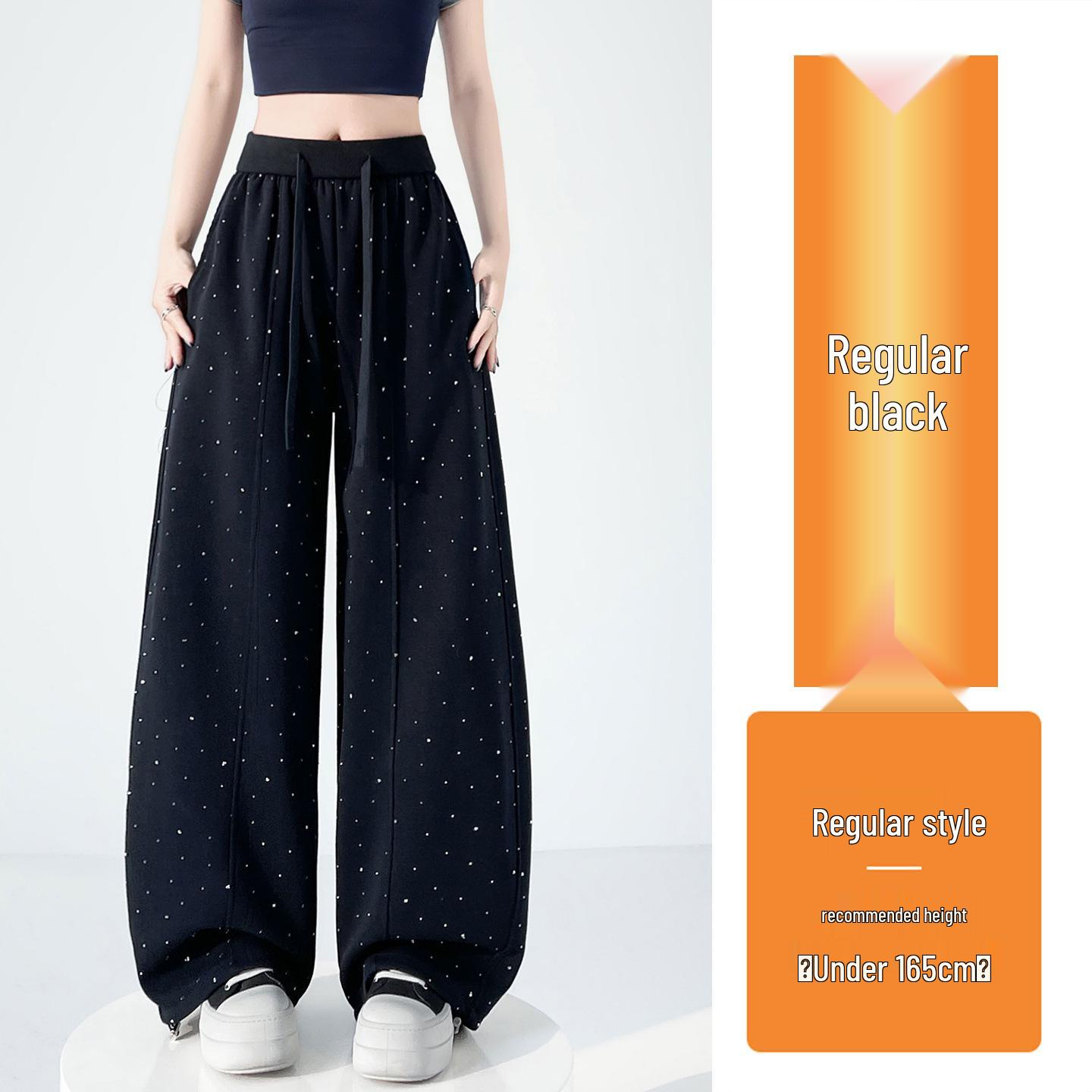 Women s High-Waisted Rhinestone Wide-Leg Pants - Spring/Summer 2026 Fashion, Slimming Casual Sweatpants Large