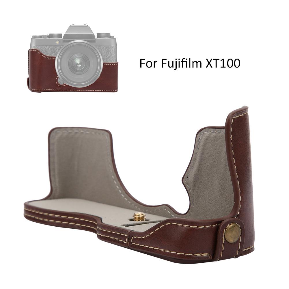 Półpokrowiec na aparat z PU skóry, uchwyt, torba, ochronna dolna pokrywa z otworem na komorę baterii dla