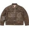 True Religion Leather Trucker Jacket Brown