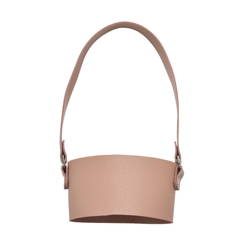 2025 Portable Cup Cover Thickened Milk Tea Cup Accessories Outdoor Portable Tote Bag Women'S Leather Non-Slip Cup Cover