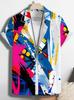 Men'S Colorful Graffiti 3D Printed Short-Sleeve Hawaiian Shirt, Perfect for Casual Wear On Spring And Summer Beach Holidays