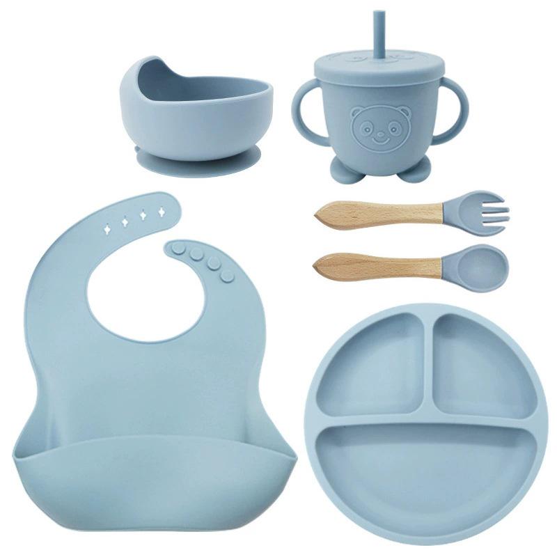 Children's Silicone Tableware Set: 8-Piece Suction Cup, Anti-Fall for Baby & Mom