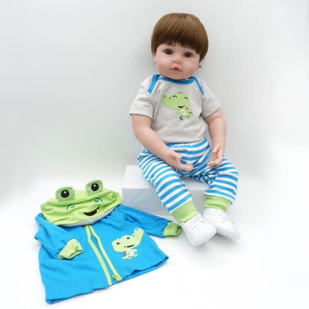 

BZDOLL 48 CM 19 Inch Soft Vinyl Reborn Baby Lifelike Doll Newborn Boy Bebe Boy and Girl Birthday Gift cloth body doll