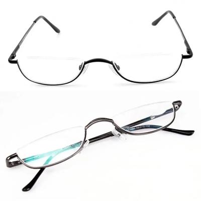 Latest Half Moon Alloy Metal Spring Hinge Reading Eyewear Half Frame Ultra Light Resin Eyeglasses Vision Care +1.00~+4.0 Diopter HD Lens
