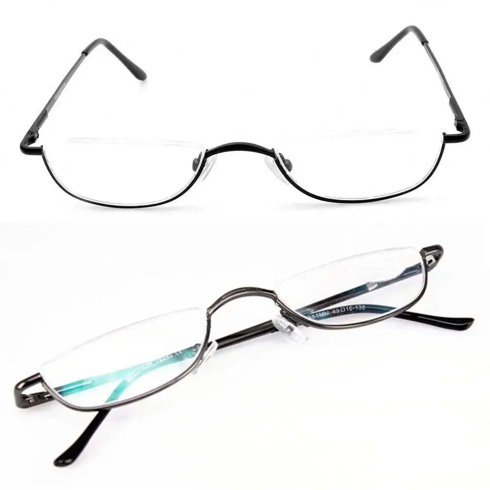 Latest Half Moon Alloy Metal Spring Hinge Reading Eyewear Half Frame Ultra Light Resin Eyeglasses Vision Care +1.00~+4.0 Diopter HD Lens
