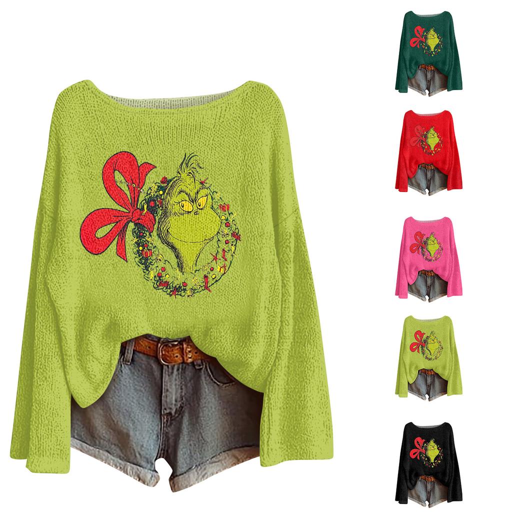 Women's Fashion Round Neck Long Sleeve Pullover Faux Sweater Knitted Pullover Top