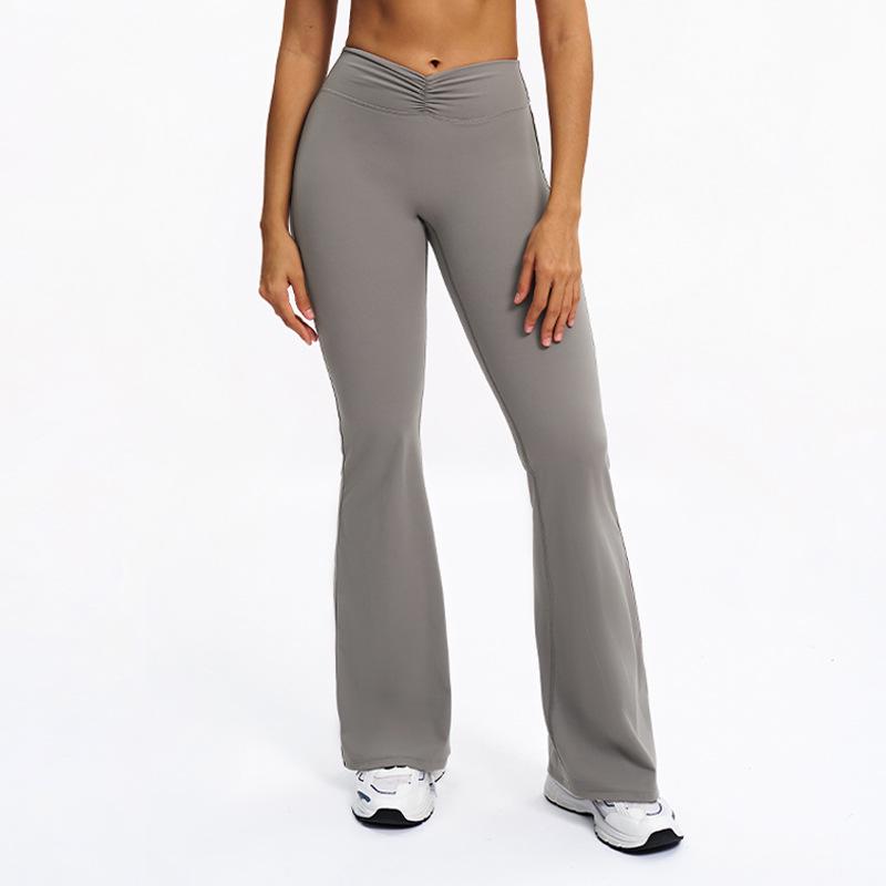High-Waist Flare Yoga Pants - Micro-Flare, Wide-Leg, Gathered Tight Fit Large