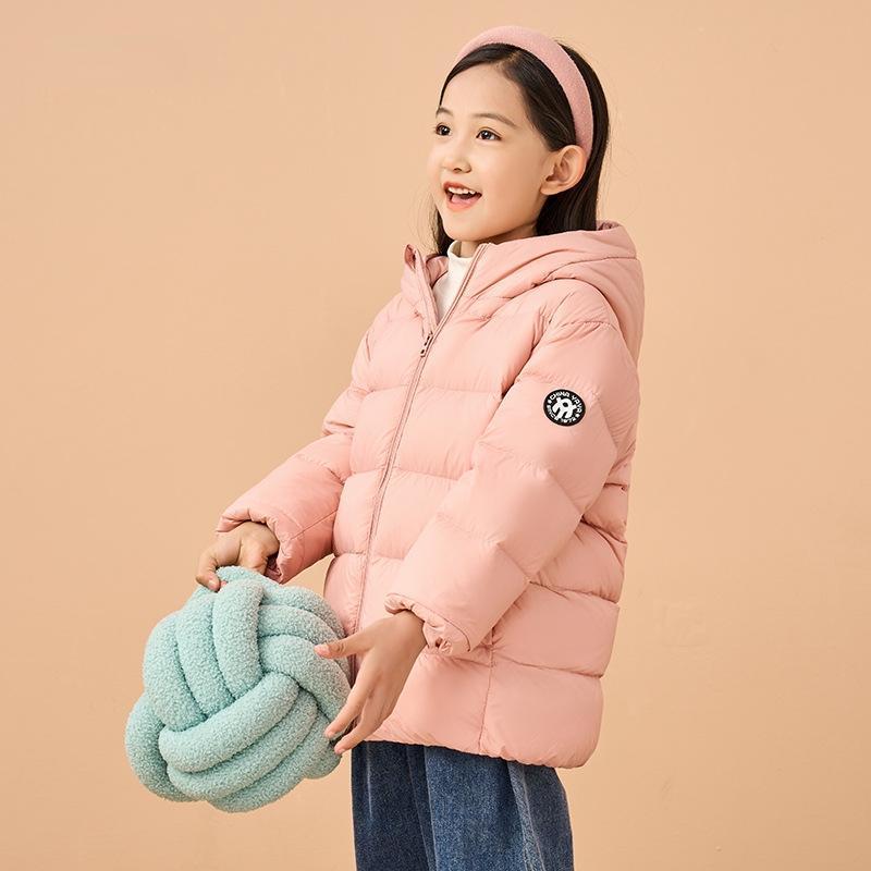 Barneklær Dunjakke Gutter Jenter Vinter Kort Barnejakke med hette