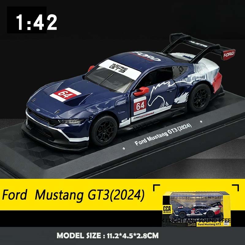 

CCA Simulation 1/42 Ford Mustang GT3 Alloy Sports Car Diecast Pullback Toy Vehicle with Display Box Collection Miniature Voiture синий
