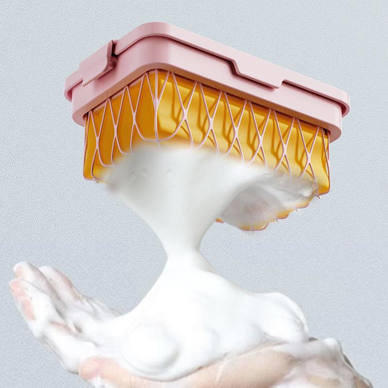 Multifunctional 2 In 1 Soap Bubble Box Colorful Highly Elastic Mesh Soap Holder for Household Bathroom Kitchen Soap Foaming ZYF