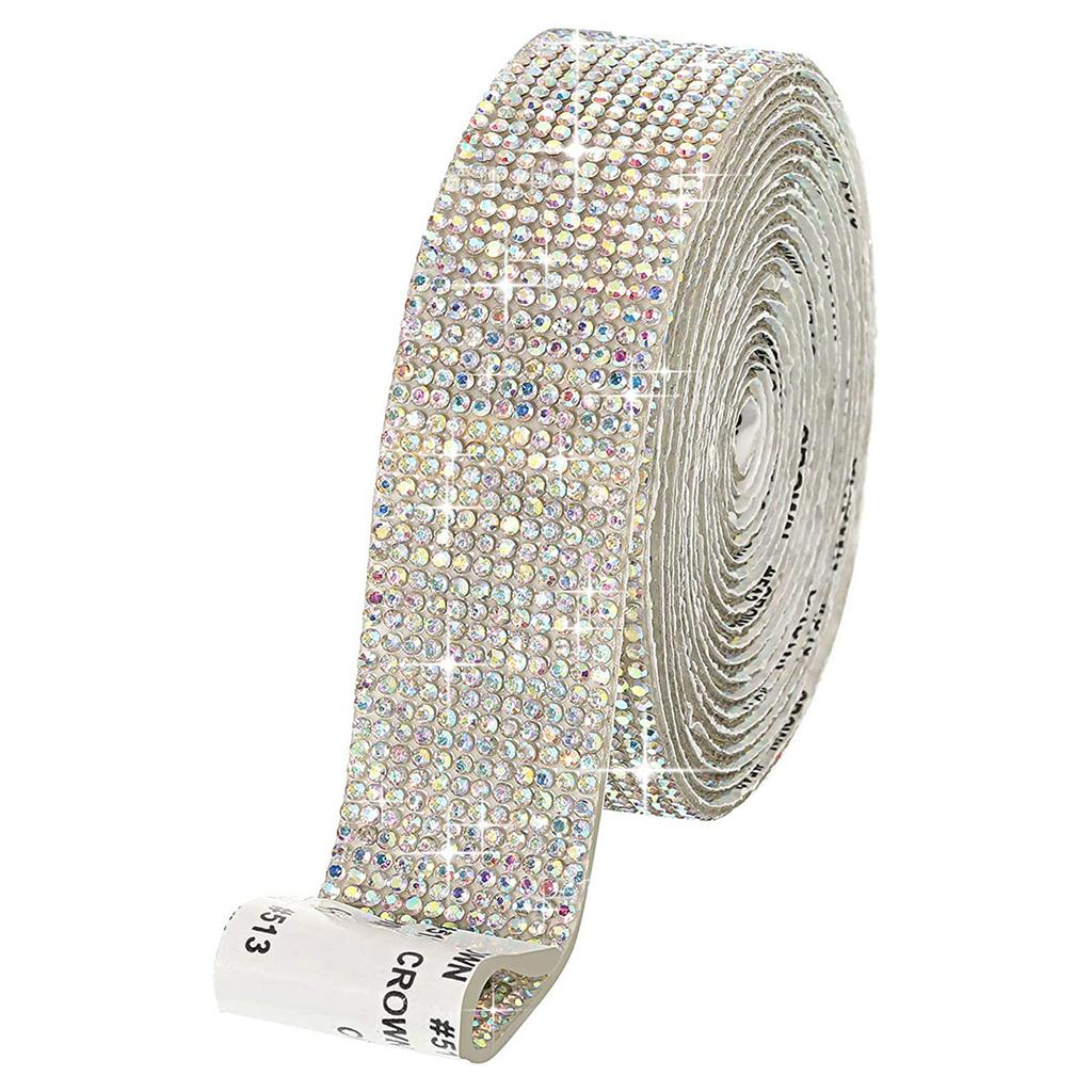 1 Roll Self-Adhesive Crystal Rhinestone Tape 2.7cm/1 Yard Rhinestone Sticker Rhinestone Strips for DIY Art Craft Car Phone Decor