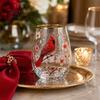 Patterned Translucent Glass Cup, Egg Shape Clear Lead-Free Crystal Enamel Painted Golden Rim Water Cup Vintage Drinking Tumbler, Large Capacity