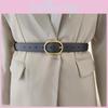 Vintage Womens Style Waist Belt Elliptical Metal Buckle Dress Shapewear Belt