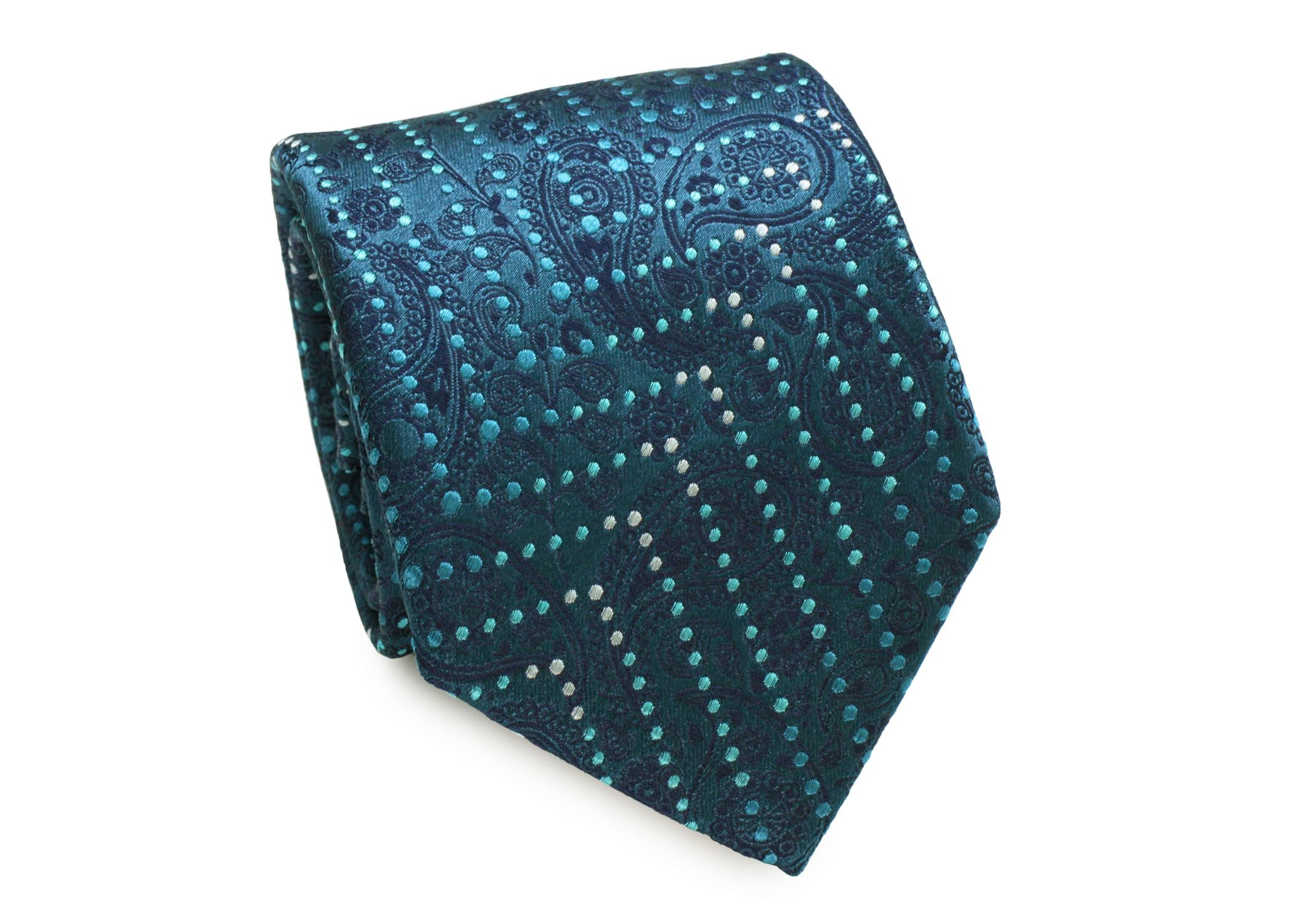 

Шелковый галстук SIMON CARTER с узором пейсли и шевронной полоской (Цвет морской волны)