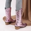 Fashion Women's Thick Heel Cotton Boots Winter New Point Side Zipper Embroidery Anti-slip and Wear-resistant High Boots