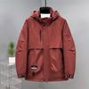 Men's Hooded Windbreaker Jacket In Black and Burgundy Large Size