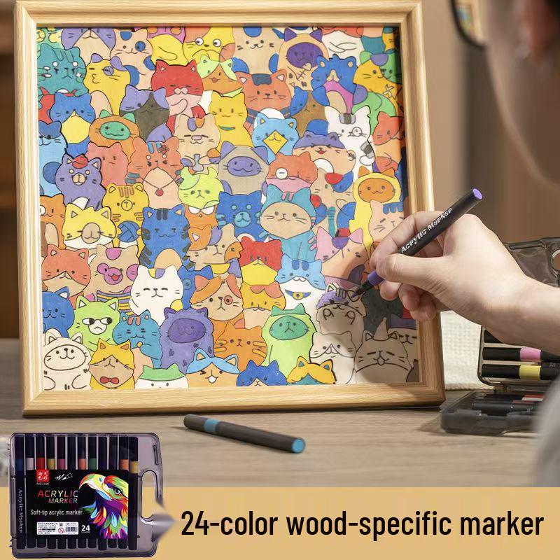 Handgefertigter Holz-DIY-Kätzchen-Fotorahmen: Graffiti & Mal-Puzzlebausteine Montage Geschenk
