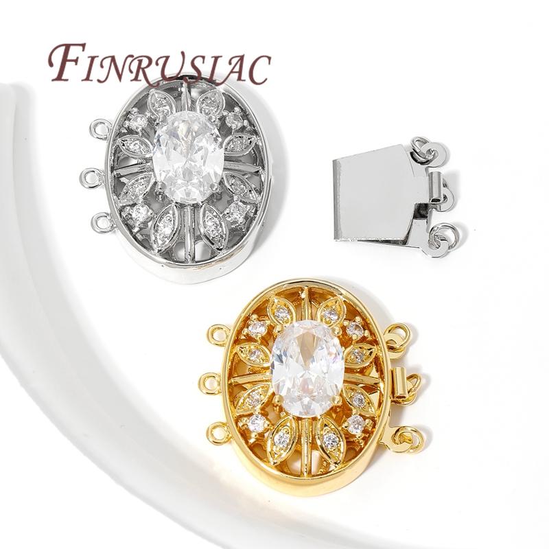 18K Real Gold Plated Brass with Zircon Bracelet Clasps,Connectors For Jewelry Making DIY Necklace Fasteners For Bracelets