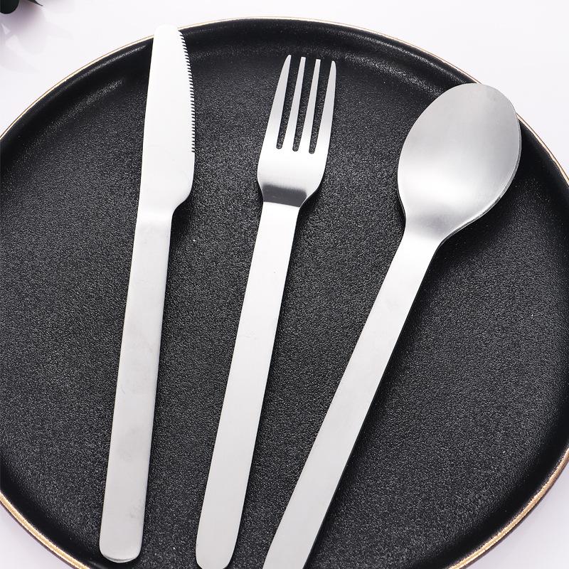 Stainless Steel Aviation Outdoor Dining Knife Spoon Fork Straw Cleaning Brush Western Food Tableware Set Tableware Gift