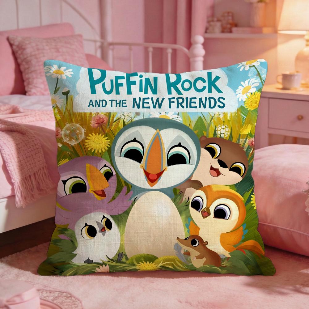 Cute Anime PPuffin Rock Cushion Cover Premium Comfort Reversible Pillow Cove Two In One Design For Any Room Car Interior