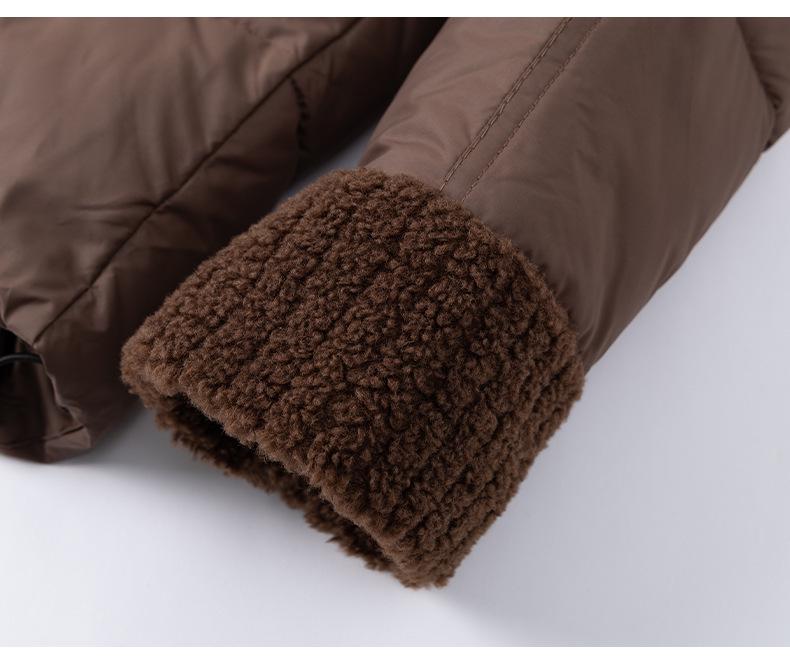 2024 Women's Winter Patchwork Cotton Jacket with Lambswool Cuffs - Short European Style