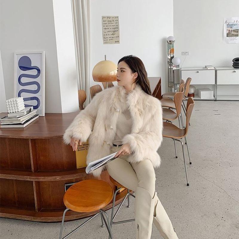 Winter New Imitation Fox Fur Imitation Coat Women's Milk Whirring Fleece Thickened and Thin Coat