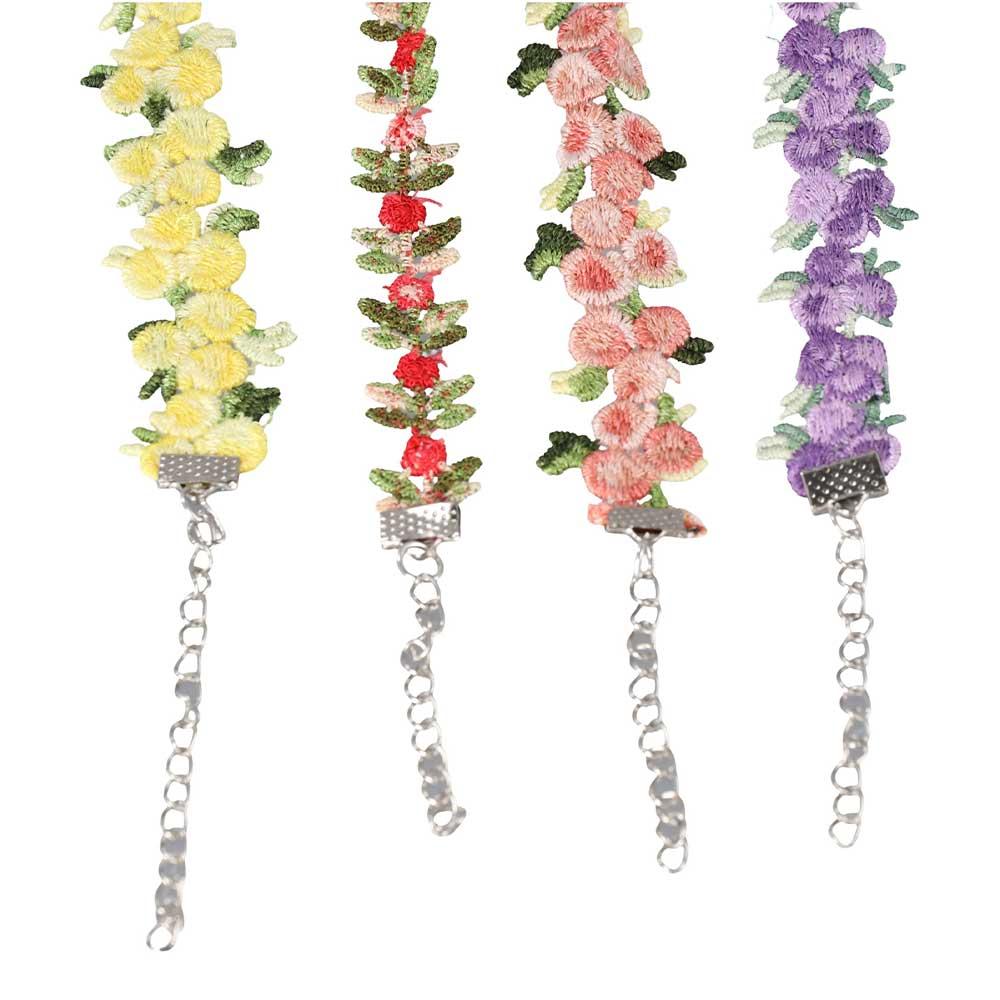 Gifts Women Embroidery Romantic Floral Sweet Jewelry Choker Chain Clavicle Chain Flower Necklace