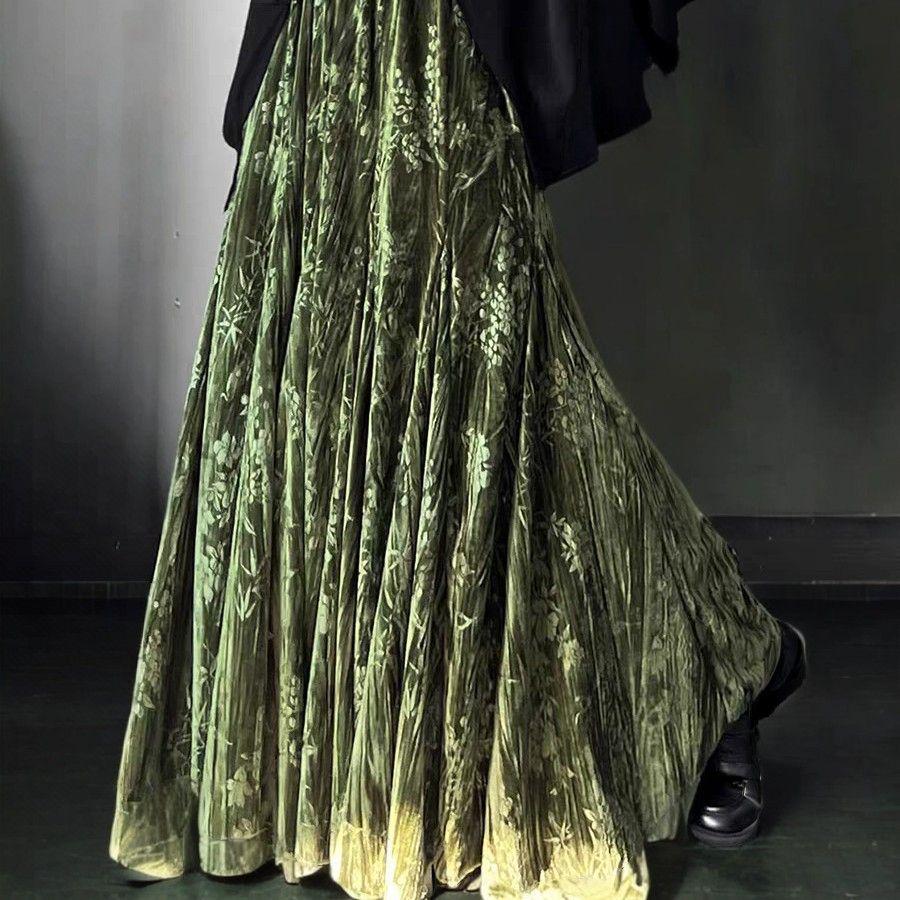 

Юбка миди с завышенной талией из тисненого бархата «рыбий хвост», коллекция ретро осень/зима 2024 One Size