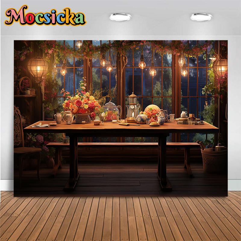 Mocsicka Spring Easter Backdrop Photography Night Flower Kid Baby Shower Family Background Birthday Decor Wallpaper Photo Studio