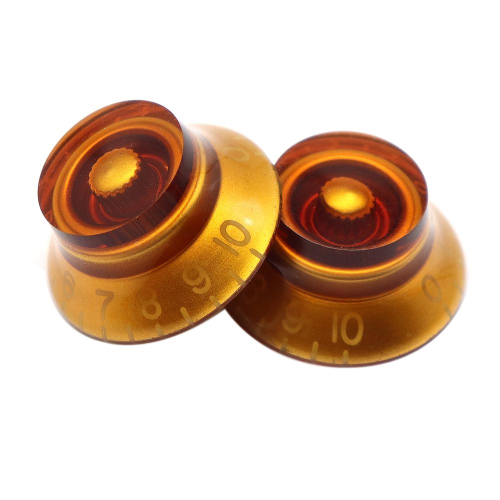 4 Pcs Guitar Bass Top Hat Bell Speed Knobs for LP SG Amber Guitar Knobs Brown