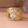 Graceful Charms Finger Rings Delicate Hollow-out Flower Design Accessories for Women Luxury Sweet Jewelry for Daily Life