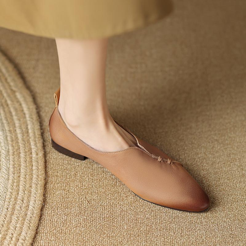 Women Pumps Low Heels Genuine Leather 2024 Spring Summer New Round Toe Mature Working Shoes Woman Basic Office Lady Women Heels
