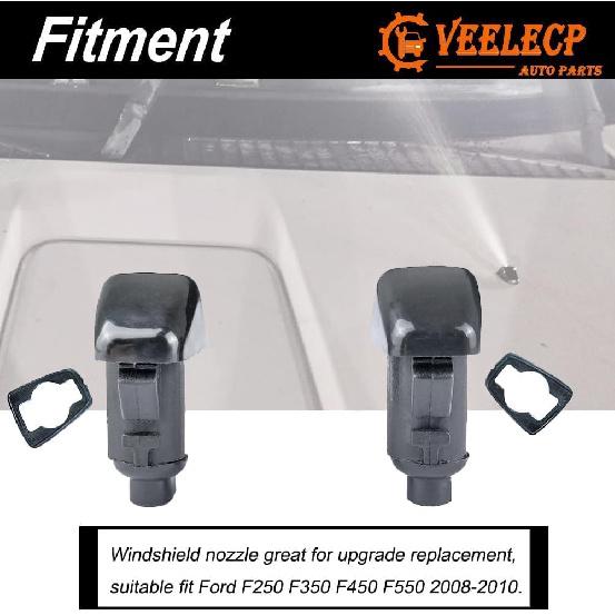 Set of 2 Windshield Washer Wiper Nozzle Compatible with 2008-2010 F250 F350 F450 F550 Super Duty