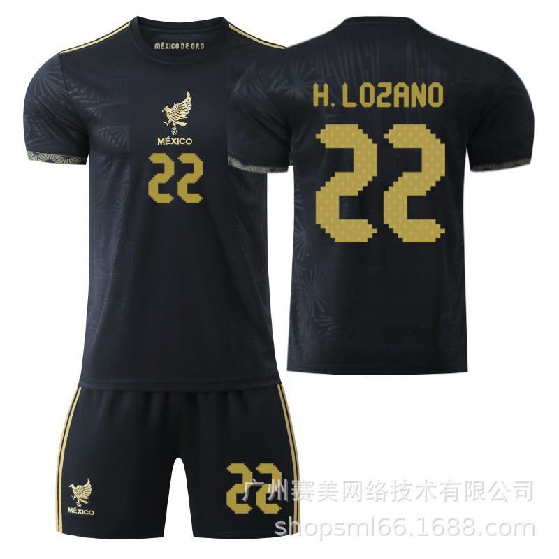 Gold Cup Mexican Children's Football Uniform Edition Black 9 Raul 11 Jimenez No. 4 Jersey Set