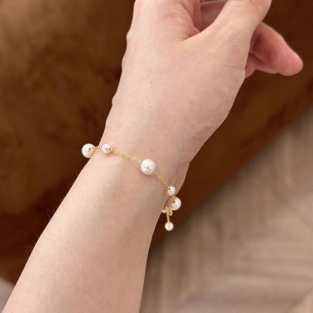 Браслет «Звездное небо» с жемчугом и градиентом - Женское роскошное ювелирное изделие для рук, покрытое 14-каратным золотом