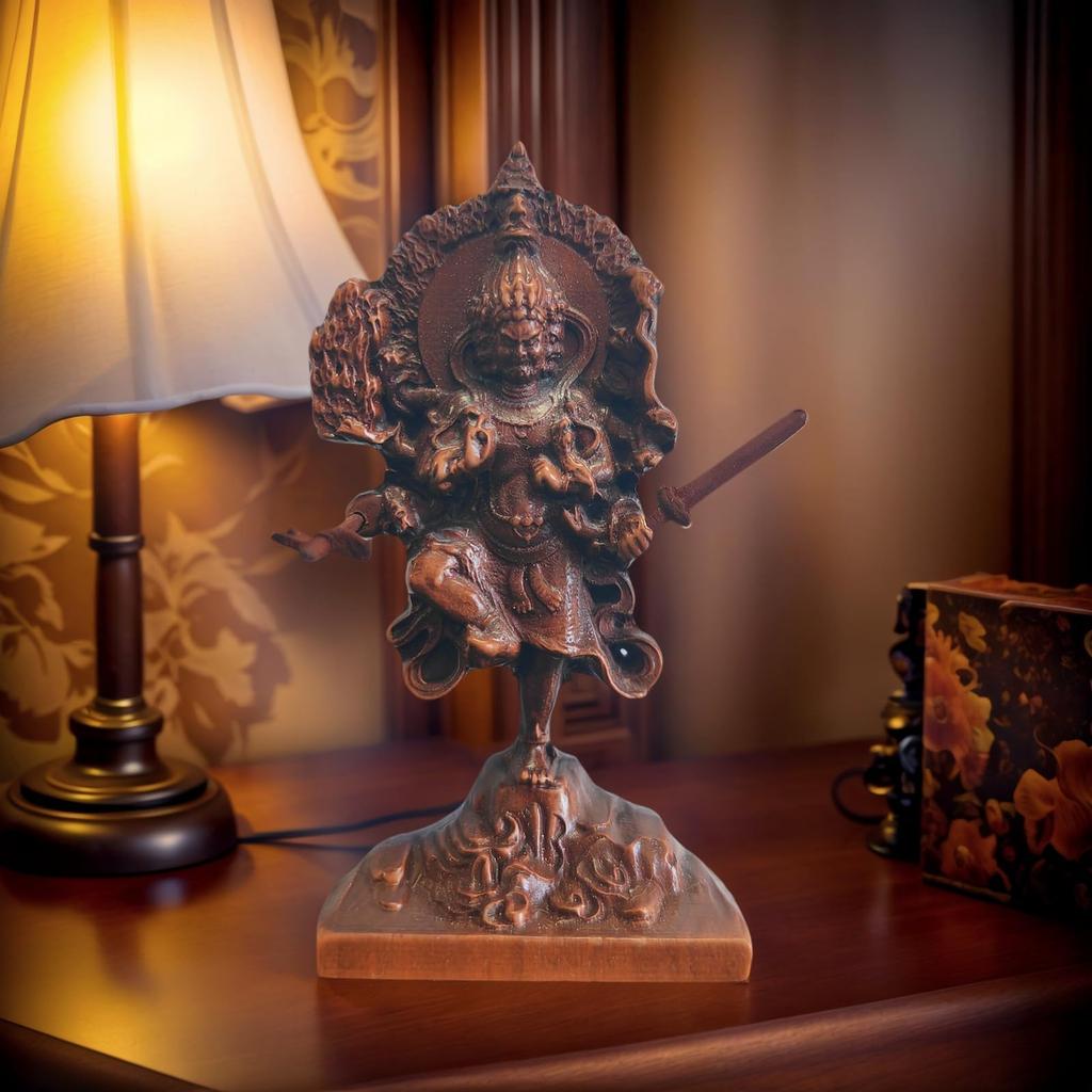 Ususama Myōō Wooden Statue – Total Height 7.2cm, Boxwood Miniature Buddhist Statue, God of the Toilet (Antique Finish)