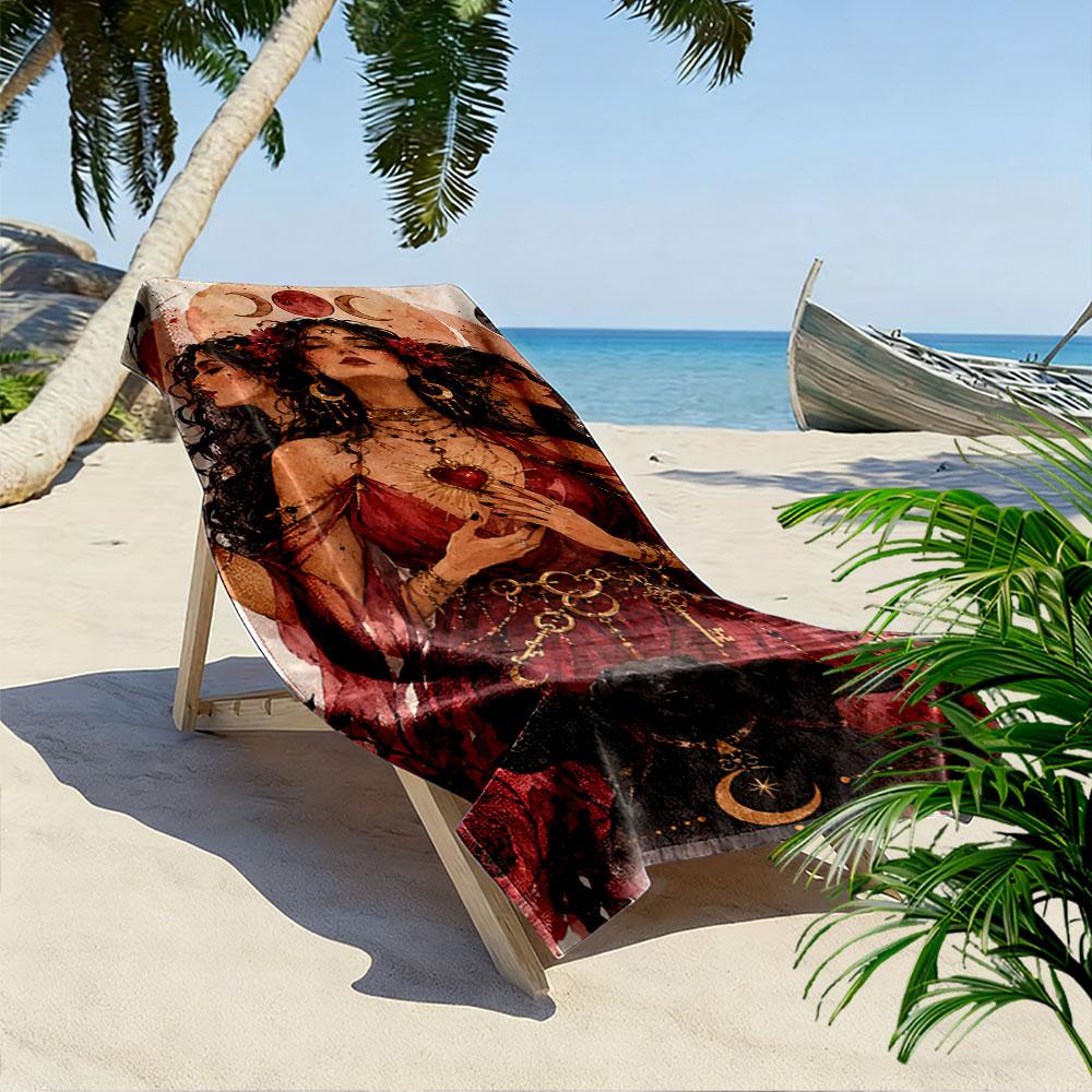 Mystical Goddess and Dog A Must-have Beach Towel for Beach Travel
