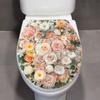 Flower Pattern Toilet Seat Cover Stickers, Bathroom and Toilet Decoration Stickers, Waterproof Toilet Stickers