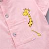 2PCS Baby Set Summer Fashion Simple Cartoon Giraffe Pattern Standing Neck Short Sleeve Denim Shorts Set