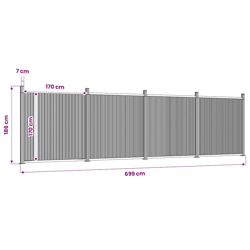 Fence Panel Gray 699x186 Cm WPC