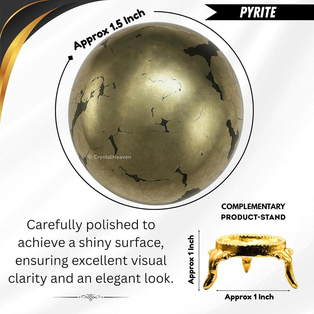 Certified Pyrite Crystal Ball for Meditation - Premium Crystal Vastu