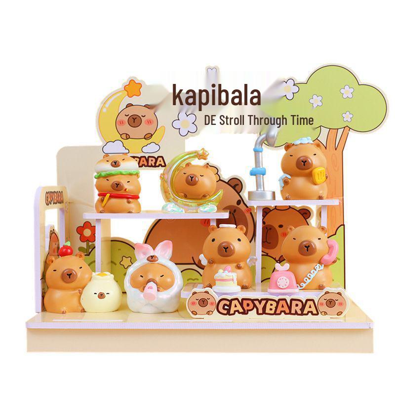Capybara Stroll Time Blind Box Toy Figurine - Emotion Healing Desktop Ornament & Kids' Gift.