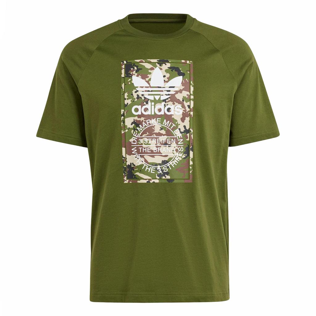 Adidas Originals Logo Camouflage Print Round Neck Pullover Short Sleeve T-Shirt Men T-Shirts Wild-Pine IS0248