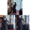 Elegant Black Polka Dot Long Dress With V Neck And Bell Sleeves For Spring Summer Vacation Wear