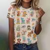 Cartoon Graphic Women's T Shirts Causal Short Sleeve Top Womenimitation Cotton Tees Oversized Female Clothing Ladies Summer Tees