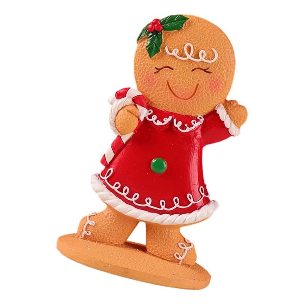 Miniature Gingerbread Man Figurine Christmas Resin Figure Ornament For Christmas Birthday Winter Holiday Decorations
