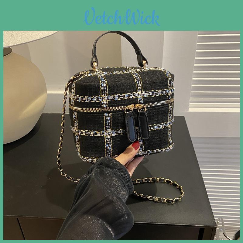 Black And White Pu Street Fashion Bucket Bag For Women With Chain Strap 2023 New Style