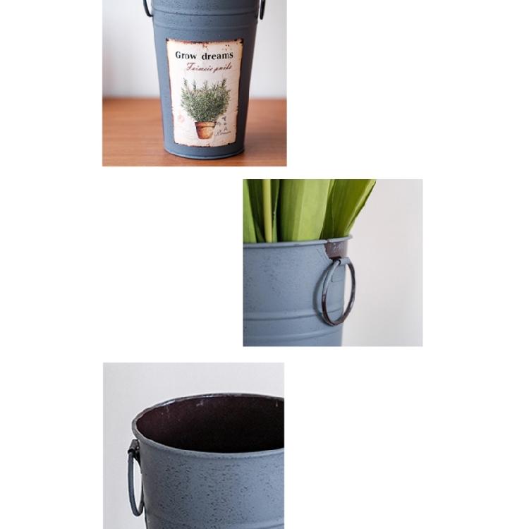Galvanized Metal Vases with Handle,Rustics Flower Bucket for Cut Flowers,Retro Flower Container for Table Centerpieces